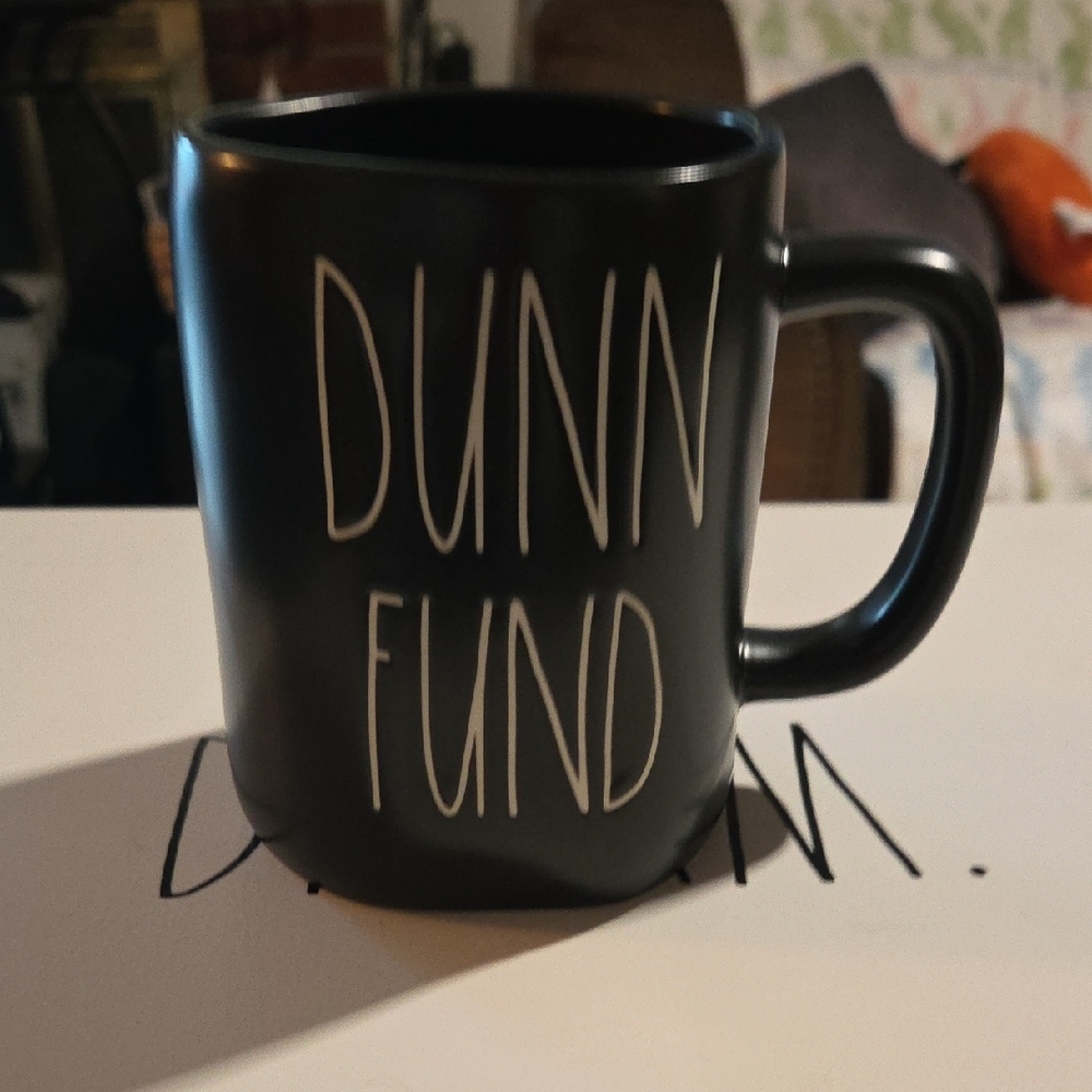 Rae Dunn Black Ceramic Mug with White Lettering